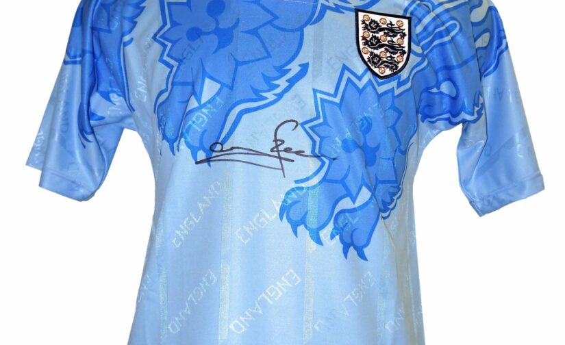 Euro 92 Shirt personally signed England by Stuart Pearce
