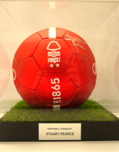 Nottingham Forrest Football signed by Stuart Pearce in Case