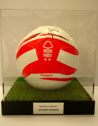 Nottingham Forrest Football signed by Stuart Pearce in Case