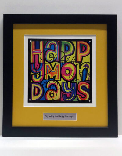 Happy Mondays Metal Sign personally signed by Sean Ryder, Bez & Rowetta