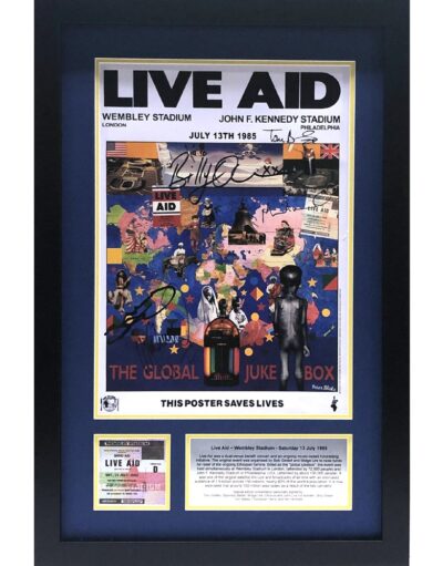 Live Aid Poster signed by 6 original Performer Framed Very Rare