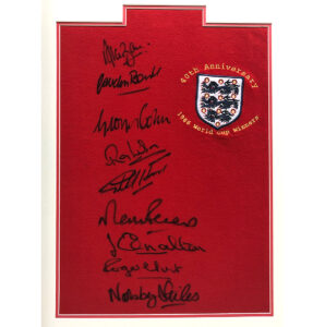 1966 England Shirt signed by 9 Players in Deluxe Frame