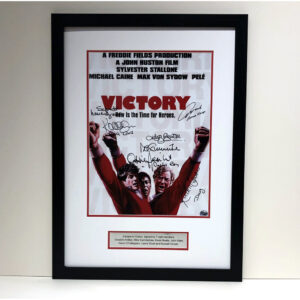 Escape to Victory Movie Poster signed by 7 Cast Members Framed