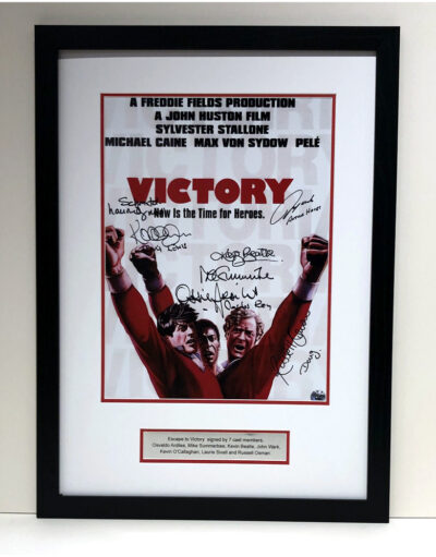 Escape to Victory Movie Poster signed by 7 Cast Members Framed