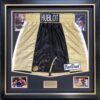 Floyd Mayweather Memorabilia Signed Frame Gold Black V Pacquiao Shorts
