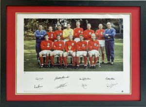 1966 England Squad Picture signed by 8 Players Framed