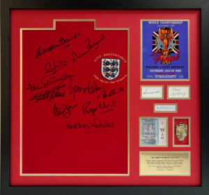 1966 England Shirt signed by 10 Players plus Bobby Moore Deluxe Frame