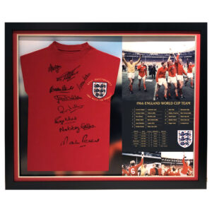 1966 England Shirt signed by 9 Players in Super Deluxe Frame