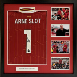 Arnie Slot Personally Signed Liverpool Shirt in Deluxe Frame