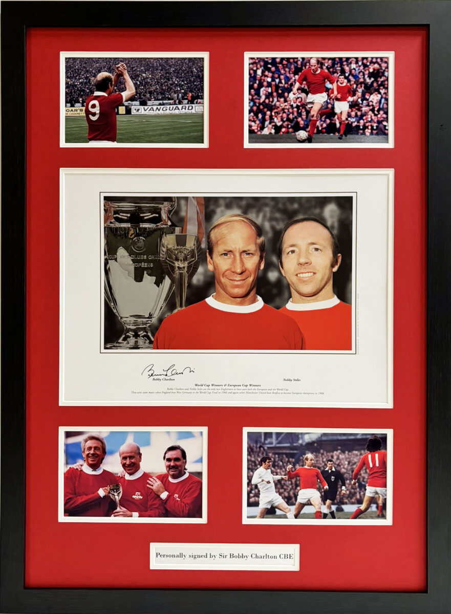 Sir Bobby Charlton Singed Manchester United Framed Presentation