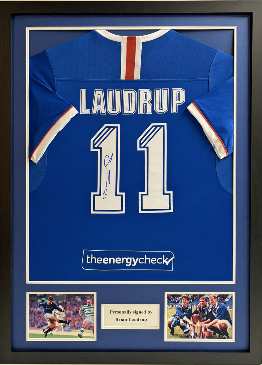 Brian Laudrup Personally Signed Glasgow Rangers Shirt in Classic Frame