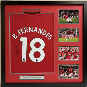 Bruno Fernandes Signed Manchester United Shirt in Deluxe Frame