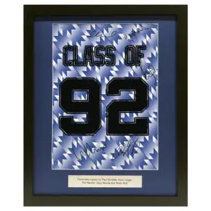 Manchester United Class of 92 Away Shirt Print Signed by Giggs, P Neville, G Neville, Butt, Scholes Framed