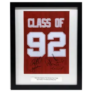 Manchester United Class of 92 Home Shirt Print Signed by Giggs, P Neville, G Neville, Butt, Scholes Framed