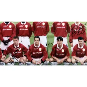 Manchester United 1999 Champions League Squad Picture Signed by Giggs, Butt & G Neville Framed