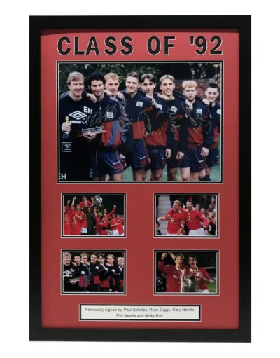 Manchester United Class of 92 Picture Signed by Giggs, P Neville, G Neville, Butt, Scholes Framed