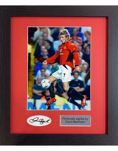 David Beckham Personally Signed Card in Framed Presentation Image D