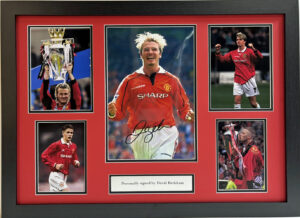 David Beckham Personally Signed Manchester United Photo in Framed Presentation Image D