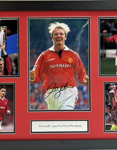 David Beckham Personally Signed Manchester United Photo in Framed Presentation Image D