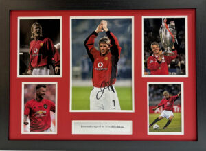 David Beckham Personally Signed Manchester United Photo in Framed Presentation Image C