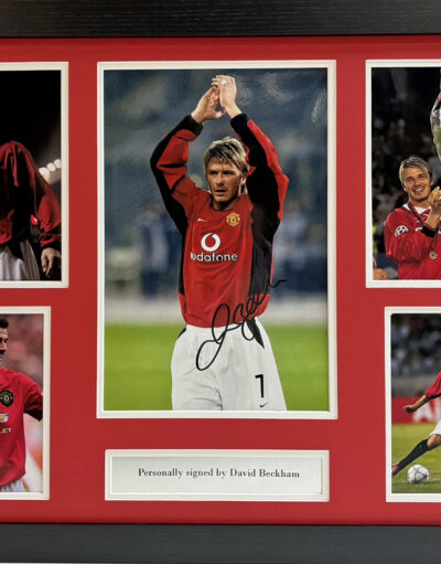 David Beckham Personally Signed Manchester United Photo in Framed Presentation Image C