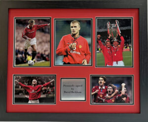 David Beckham Personally Signed Manchester United Photo in Framed Presentation