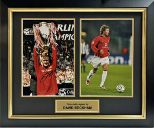 David Beckham Personally Signed Manchester United Photo in Framed Presentation Image F