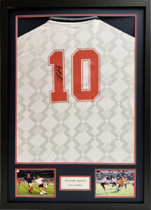 Gary Lineker England World Cup 1990 personally signed shirt Framed