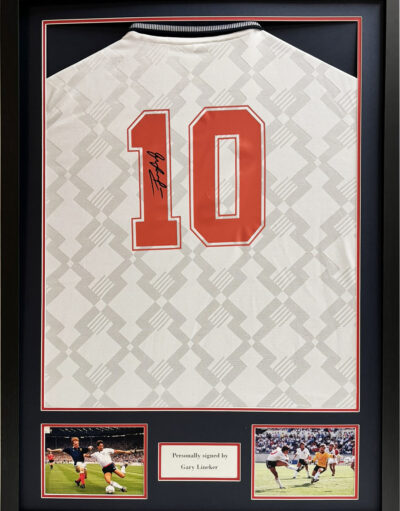 Gary Lineker England World Cup 1990 personally signed shirt Framed