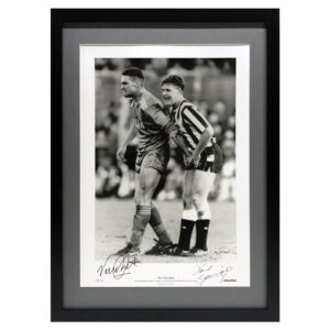 Paul Gascoigne & Vinnie Jones Personally Signed ‘Hand Ball’ Photo Framed
