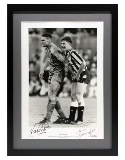 Paul Gascoigne & Vinnie Jones Personally Signed 'Hand Ball' Photo Framed