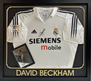David Beckham Personally Signed Real Madrid Shirt in Deluxe Frame