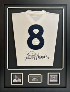 Jimmy Greaves signed retro Spurs shirt Framed