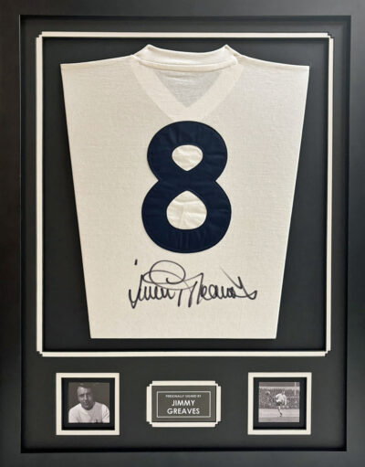 Jimmy Greaves signed retro Spurs shirt Framed