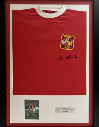 Sir Bobby Charlton Personally Singed Manchester United Shirt Framed