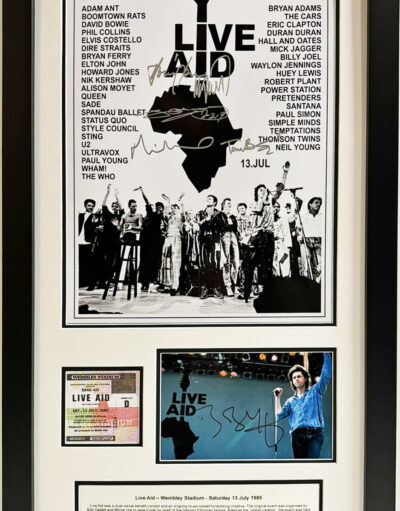 Live Aid Poster Signed by 7 Original Performers Framed Very Rare