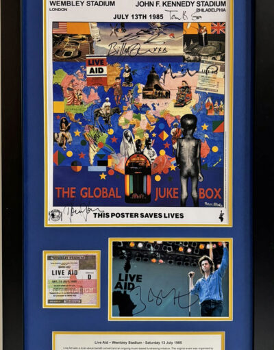 Live Aid Poster Signed by 8 Original Performers Framed Very Rare