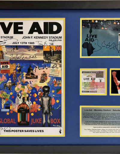 Live Aid Poster Signed by 8 Original Performers Framed Very Rare