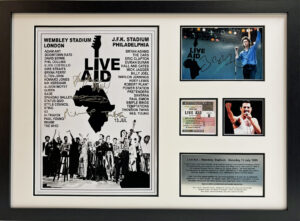 Live Aid Poster signed by 7 original Performer Framed Very Rare