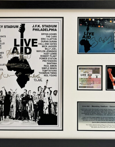 Live Aid Poster signed by 7 original Performer Framed Very Rare