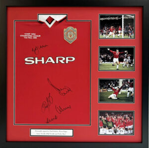 Manchester United 99 Champions League Signed by, Giggs, Bitt, Scholes, Garry & Phil Neville Framed