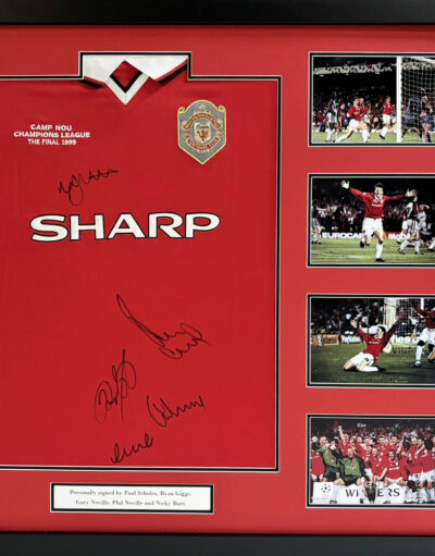 Manchester United 99 Champions League Signed by, Giggs, Bitt, Scholes, Garry & Phil Neville Framed