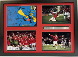 Manchester United Champions League Programme Cover Squad Signed Framed