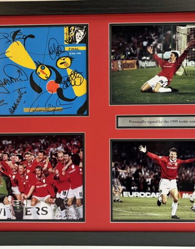 Manchester United Champions League Programme Cover Squad Signed Framed