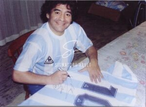 Pele & Diego Maradona Personally Signed Shirts in Dual Frame