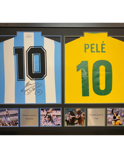 Pele & Diego Maradona Personally Signed Shirts in Dual Frame