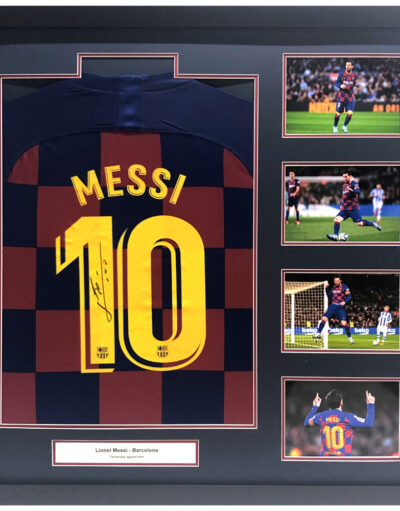 Lionel Messi Signed FC Barcelona 2019-20 Home Shirt in Deluxe Frame