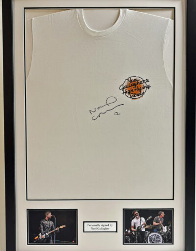Noel Gallagher Personally Signed High Flying Birds White T Shirt Framed