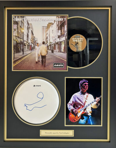 Noel Gallagher Personally Signed Drum Skin in Framed Presentation