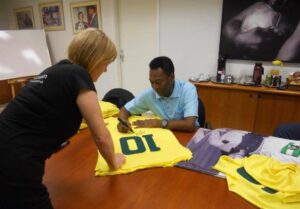 Brazil Shirt personally signed by Pele Deluxe Frame